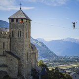 La highline tirée ce samedi entre Valère et Tourbillon